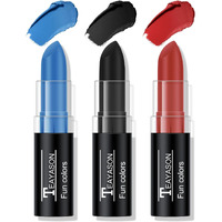 Freeorr 3 Colors Blue Black Red Face & Body Paint Stick, Eye Black Baseball Sticks For Baseball/Football/Halloween Accessories Vampire/Joker/Clown Makeup Cream Easy To Blend
