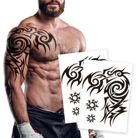 2 Sheets Large Totem Temporary Tattoos For Men And Women Waterproof Full Arm Fake Tattoo Stickers Realistic Body Art For Adults Shoulder Chest Back
