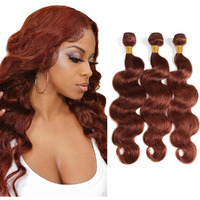 Reddish Brown Bundles Color 33 Body Wave Human Hair Bundle Brazilain Virgin Hair Color 33 Copper Bundle Auburn Brown Body Wave 3 Bundles 24 26 28 Inch 300G