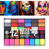 42 Colors Bruise Wheel For Special Effects,Halloween Face Body Paint Sfx Makeup,Light Green Witch Zombie Gamora Face Body Paint Oil Based Cosplay Theatrical Halloween Makeup Kit