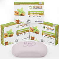 Herboganic Peppermint And Cinnamon Herbal Soap | Pack Of 3 Of 5Oz Soap Bar | Natural Bar Soap For Face And Body | Hydrating And Nourishing | Suitable For Men And Women