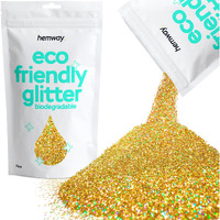 Hemway Biodegradable Glitter Eco Friendly - 100G/3.5Oz Bio Cosmetic Safe Sparkle Vegan For Face Eyeshadow Body Hair Festival Makeup Craft - Fine (1/64"" 0.015"" 0.4Mm) - Gold Holographic