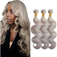 613 Bundle Grey/613 Body Wave Bundles Silver Body Wave Bundle Grey Mixed 613 Hair 3 Bundles 24 24 24 Inch Grey Human Hair Extensions