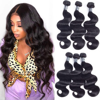 Amella Hair 8A Brazilian Virgin Hair Body Wave 3 Bundles 100% Unprocessed Brazilian Body Wave Remy Human Hair Extensions Natural Black Color(18 20 20)