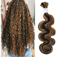 Goulus #P1B/30 Body Wave Bulk Human Hair For Braiding No Weft Boho Braids Human Hair Brading Hair Extensions 100G One Bundle Wet And Wavy Human Braiding Hair For Boho Braids(18Inch, P1B/30 Body)