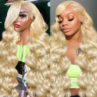 Luclueme 32 Inch 613 Lace Front Wig Human Hair 13X6 Blonde Body Wave 200 Density Blonde Wig Human Hair