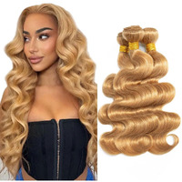 Honey Blonde Human Hair Color #27 Bundles Human Hair Unprocessed Brazilian Virgin Hair 12 14 16 Inch Color 27 Body Wave Bundles