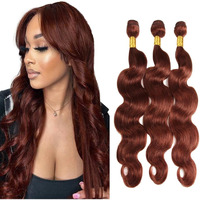 Niciitysi Reddish Brown Bundles Color 33 Body Wave Human Hair Auburn 14 16 18 Inch Double Weft Brazilian Virgin Copper Red Hair Extensions Silky Soft For Women