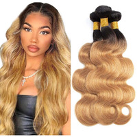 Honey Blonde Bundle Ombre Body Wave Human Hair Bundles Peruvian Color #27 Body Wave Bundles Human Hair 18 20 22 Inch Ombre Quick Weave Bundle