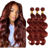 #33 Copper Red Bundles Human Hair Body Wave 3 Bundles 20 22 24 Inch Unprocessed Brazilian Virgin Remy Reddish Brown Body Wave Bundle Human Hair Extensions