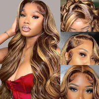 Sheeep Honey Blonde Ombre Lace Front Wigs Human Hair 4/27 Highlight 13X6 Body Wave Lace Frontal Wigs 200 Density Hd Glueless Wigs Pre Plucked With Baby Hair 26 Inch