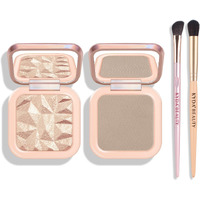 Kyda Highlighter Contour Palette Kit, Glossy Face Illuminator & Natural Matte Contour Bronzer, Lasting Glow Face Sculpting Contouring Makeup, Blendable Formula, Sun Glow & Taupe