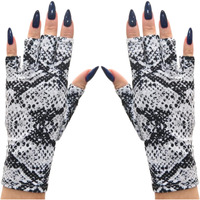 Maniglovz - The Original Upf 50+ Uv Light Protective Nail Gloves | Gel Manicure Gloves And Anti Uv Fingerless Gloves For Women | Can Be Used As Sun Protection Gloves For Driving | Slither Chic Print