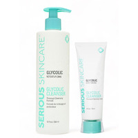Serious Skincare Glycolic Cleanser - Glycolic Acid Skin Exfoliating Face Wash - 10% Glycolic Acid - Deep Pore Purifying - Removes Makeup, Oil, And Impurities - Shave Prep - Anti-Aging Aha 12 Oz & 4 Oz