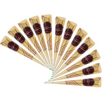 100% Natural Ready To Use Henna Paste Hair Color Hair Dye Cones (Reddish Brown, Pack Of 12)