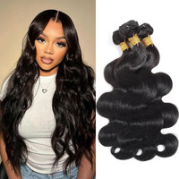 Dsekcain Body Wave Human Hair Bundles 22 24 26 Inch Only 100% Real Human Hair Body Wave Bundle Natural Black Color 1B Double Machine Weft For Quick Weave