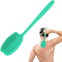 Mateeylife Silicone Body Scrubber Exfoliator With Handle, Gentle Back Scrubber For Shower, Shower Brush For Body, Bath Back Brush For Shower, Silicone Loofah Body Scrubber, Bath Scrubber For Body