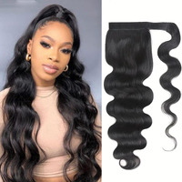 Ponytail Extension Human Hair Clip In Pony Tail Hair Extensions For Black Women Curly Wave Thick Natural Looking Hair Pieces Body Wave Human Hair Ponytail(18Inch)