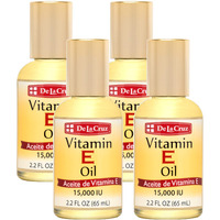 De La Cruz Vitamin E Oil, Vitamin E Oil With Safflower For Skin, Hair, Face And Body, 2.2 Fl. Oz. (4 Bottles)