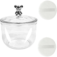 3 Pcs Body Face Plastic Powder Puff And Container Dish Fluffy Soft Large Powder Puff For Women(Bear Shape)