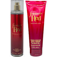 Bath + Body Works Fine Fragrance Mist And Ultimate Hydration Body Cream Bundle - Classic Favorite Scents - 8 Oz Each (Full Size, Forever Red)