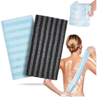 Coxotom Exfoliating Washcloth Shower Towel - 2 Pack Back And Body Scrubbers For Smooth Skin | Quick-Drying, Durable, And Gentle For Sensitive Skin (Black+Blue)