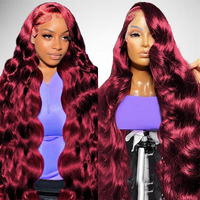 Ghios 99J Burgundy Lace Front Wigs Human Hair Body Wave 13X6 Hd Lace Front Wigs Human Hair 210% Density Pre Plucked With Baby Hair 99J Red Wine Glueless Wigs For Women 22 Inch