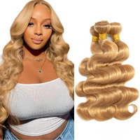 28 30 32 Inch Color #27 Bundle Honey Blonde Body Wave Human Hair Bundles Peruvian Virgin Hair Blonde Bundle #27 Body Wave Bundles Remy Hair Extensions