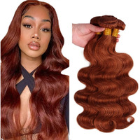Zevpiul #33 Copper Red Bundles Human Hair Body Wave 3 Bundles 26 28 30 Inch Unprocessed Brazilian Virgin Remy Reddish Brown Body Wave Bundles Human Hair Extensions