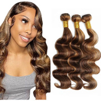 4/27 Human Hair Bundles Ombre Bundles P4/27 Body Wave Bundle 24 26 28 Inch Soft And Healthy Unprocessed Brazilian Remy Hair Extensions Double Weft 3Pcs/Set Deals
