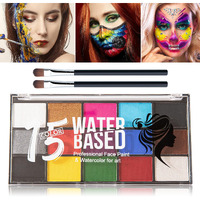 15 Colors Bruise Wheel For Special Effects,Halloween Face Body Paint Sfx Makeup,Light Green Witch Zombie Gamora Face Body Paint Oil Based Cosplay Theatrical Halloween Makeup Kit A