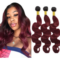 Burgundy Human Hair Bundles Ombre Body Wave Bundle 22 24 26 Inch Soft And Healthy 1B99J Bundles Unprocessed Remy Hair Extensions Ombre Hair Weave