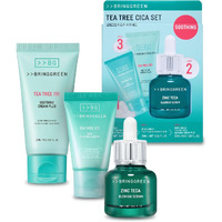 Bring Green Tea Tree Cica Set | Korean Skin Care Kit For Acne-Prone, Sensitive Skin | Zinc Teca Serum, Tea Tree Hydrating Moisturizer & Deep Cleansing Foam | Oil Control & Pore Care | K-Beauty Gift