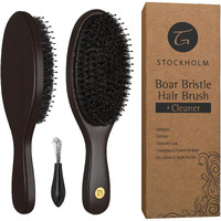 Hair Brush For Men And Women - Natural Boar Bristle Hairbrush Distributes Hairs Natural Oils For Shine, Nylon Pins For Soft Scalp Massage & Circulation - Stylist Recommended For Healthy, Soft Hair