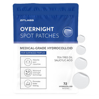 Zitlabs Pimple Patches For Face | Hydrocolloid Acne Patches With Tea Tree Oil & Salicylic Acid | For Zits, Blemishes, Breakouts | Medical-Grade Hydrocolloid | Overnight Pm Patches | Pack Of 72