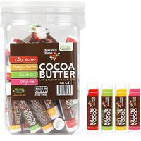 Nature's Bees - Cocoa Butter Lip Balm Moisturizer - Original 48 Pack, 4 Flavors - Original, Shea Butter, Mango Butter, Olive Oil - Made W/Coconut Oil, Beeswax, Vitamin E, Aloe - 0.15Oz (4.2G)