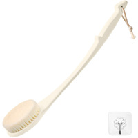 Back Scrubber For Shower, 17-Inch Shower Brush For Men And Women, Long Handle Exfoliating Body Brush, Medium Bristle Stiffness For Dry Or Wet Brushing (Cream White)