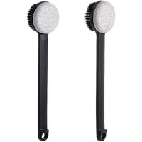 Beomeen Pumice Stone For Feet And Shower Brush With Long Handle 14"", Hard Skin Callus Remover, 2 In 1 Foot Scrubber Brush, Back Scrubber Body Brush For Shower Deep Cleansing And Exfoliating (Straight)