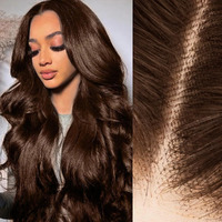 Thusiae 2X6 Skinlike Hd Lace Closure Wigs Human Hair, Chocolate Brown Lace Front Wig, Body Wave Human Hair Wig Pre-Plucked Bleached Knots 250% Density Hd Lace Closure Wigs 24 Inch
