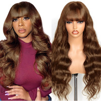 Ruiyu 18 Inch 6X4 Hd Lace Front Closure Wigs Brown 4# Body Wave Wig With Bangs Human Hair Glueless Ready To Wear And Go Color Colored Wigs Glueless 100% Human Hair For Black Women