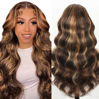 Kesenmu Ombre Lace Front Wig Human Hair, 13X6 Hd Honey Blonde Body Wave Lace Frontal Wigs Human Hair With Baby Hair,180% Density Colored 4/27 Highlight Wig Human Hair For Women 24 Inch