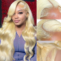 Maruol 613 13X4 Lace Front Wig Human Hair Blonde Body Wave Glueless Hd Lace Frontal Wigs Pre Plucked With Baby Hair For Black Women 200% Density 26 Inch