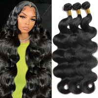 12A Human Hair Bundles Body Wave Bundles Human Hair 22 24 26 Inch 100% Unprocessed Brazilian Virgin Hair Body Wave 3 Bundles Deals Real Human Hair Extensions For Black Women Natural Black