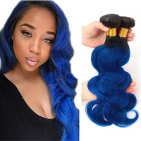 Blue Body Wave Bundles Ombre Human Hair Bundle Tow Tone Black To Blue Bundles 100% Unprocessed Virgin Hair Extensions 8 10 12 Inch
