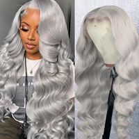 Dorashion 24 Inch Grey Lace Front Wigs Human Hair 13X4 Hd Transparent Body Wave Human Hair Lace Front Wigs 180 Density Pre Plucked Grey Colored Glueless Hair Wig For Women With Baby Hair