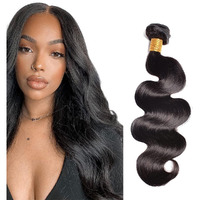 Human Hair Bundles Body Wave Bundles 14 Inch 1 Bundle Unprocessed Brazilian Virgin Hair #1B Natural Color Body Wave Human Hair Extensions