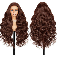 Jkd 28 Inch Chocolate Brown Human Hair Wig 7X5 Glueless Wigs Pre Plucked Pre Cut 220% Density Dark Brown Lace Front Wig Human Hair With Baby Hair #4 Colored Body Wave Wigs For Women