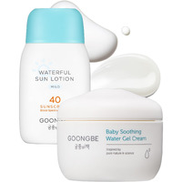 Goongbe Sun Lotion Spf 40 & Baby Soothing Water Gel Cream - Zinc Oxide Mineral Sunscreen & Cooling Moisturizer - Korean Skincare For Babies Kids - Hypoallergenic Formula, 2.82Oz & 3.38Oz