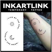 Inkartlink Tattoo Tech, 2 Sheets Large Semi Permanent Tattoo, Adult Art Design Temporary Tattoos, Lasts 1-2 Weeks, Waterproof, Realistic Look, No Adhesive, No Reflection (Sun, Moon Design)