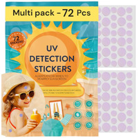 Uv Stickers For Sunscreen - 72 Pcs Uv Detection Stickers, Kid Friendly Sun Protection Reminder, Sunscreen Patches, Summer And Beach Vacation Essentials (72)